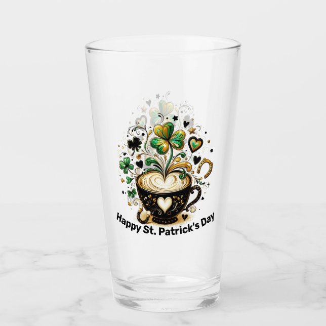 Happy St Patricks Day Cup of Clovers Glas (Vorderseite)