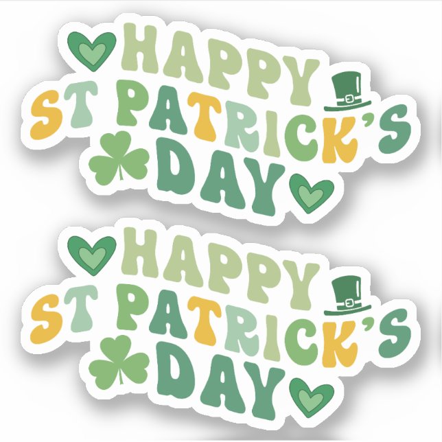 Happy St. Patrick's Day Custom-Cut Vinyl Sticker (Vorderseite)