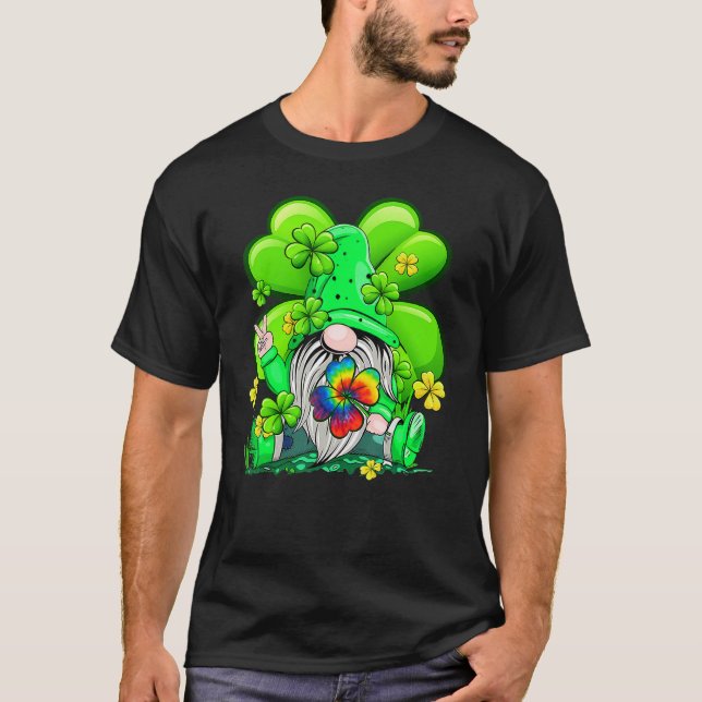 Happy St Patrick's Day Cute Gnome Tie Dye Shamrock T-Shirt (Vorderseite)
