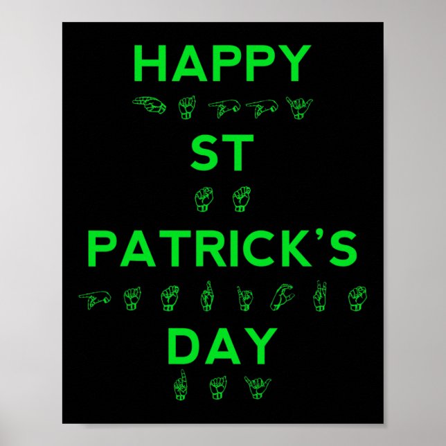 Happy St Patricks Day Deaf Pride Sign Language ASL Poster (Vorne)