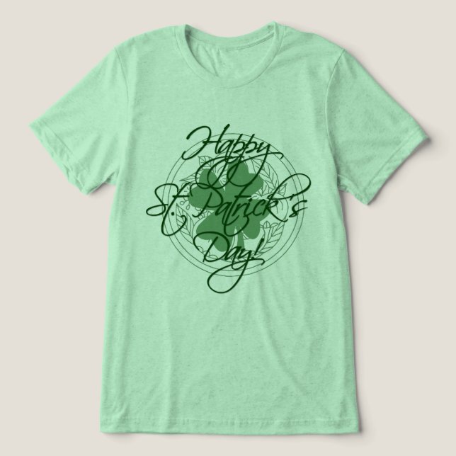 Happy St. Patrick's Day Decorative Script Tri-Blend Shirt (Design Vorderseite)