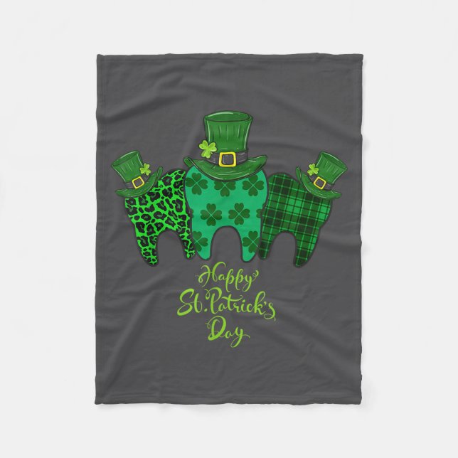 Happy St Patrick's Day Dental Istant Tooth Patrick Fleecedecke (Vorderseite)