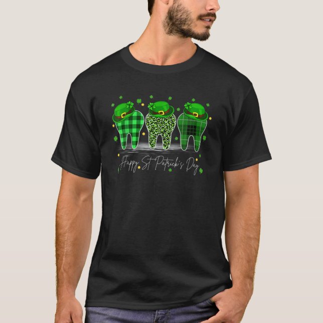Happy St. Patrick's Day Dentist Teeth Leprechaun H T-Shirt (Vorderseite)