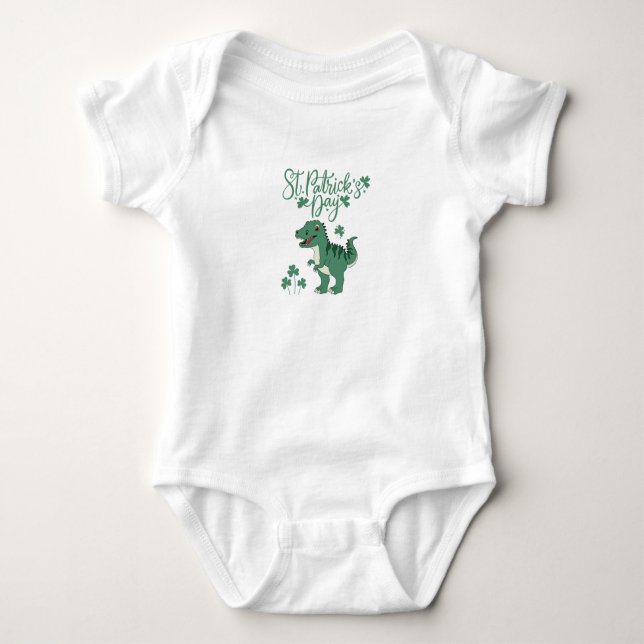 Happy St. Patrick's Day Dino Baby Outfit Baby Strampler (Vorderseite)