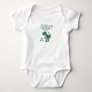 Happy St. Patrick's Day Dino Baby Outfit Strampler
