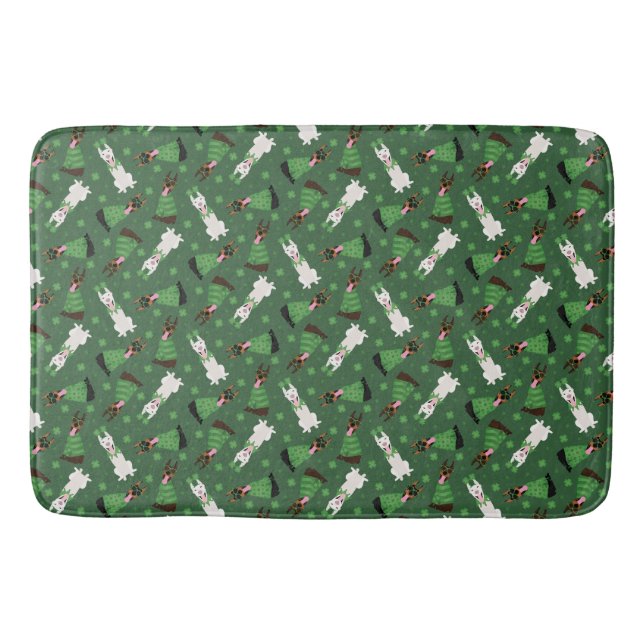 Happy St Patricks Day Dobermann Hunde Badematte (Vorderseite)