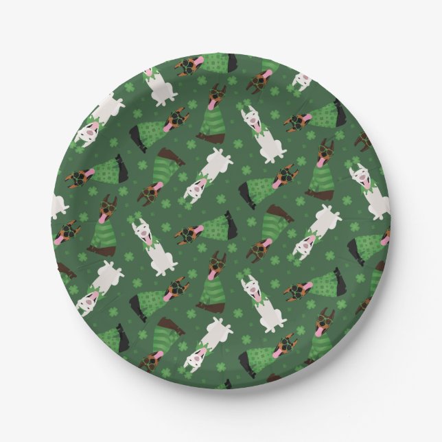 Happy St Patricks Day Dobermann Hunde Pappteller (Vorderseite)