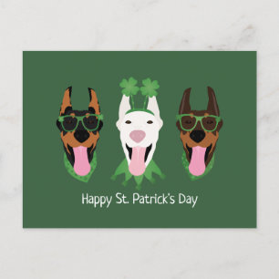 Happy St Patricks Day Dobermann Hunde Postkarte