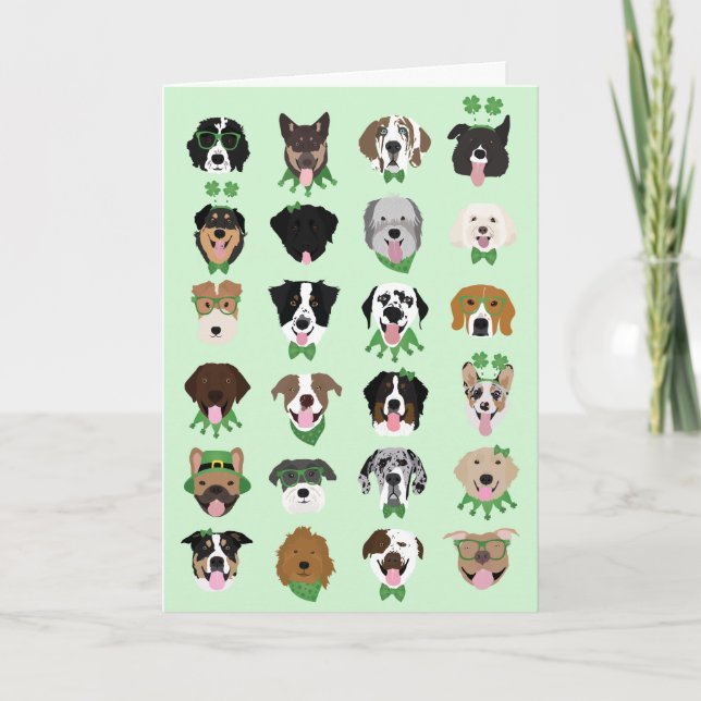 Happy St Patricks Day Dog Face Pattern Karte (Vorderseite)