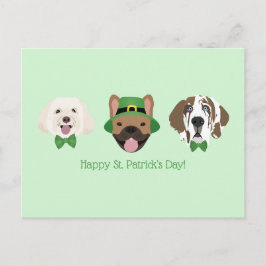 Happy St Patricks Day Dog Faces Postkarte