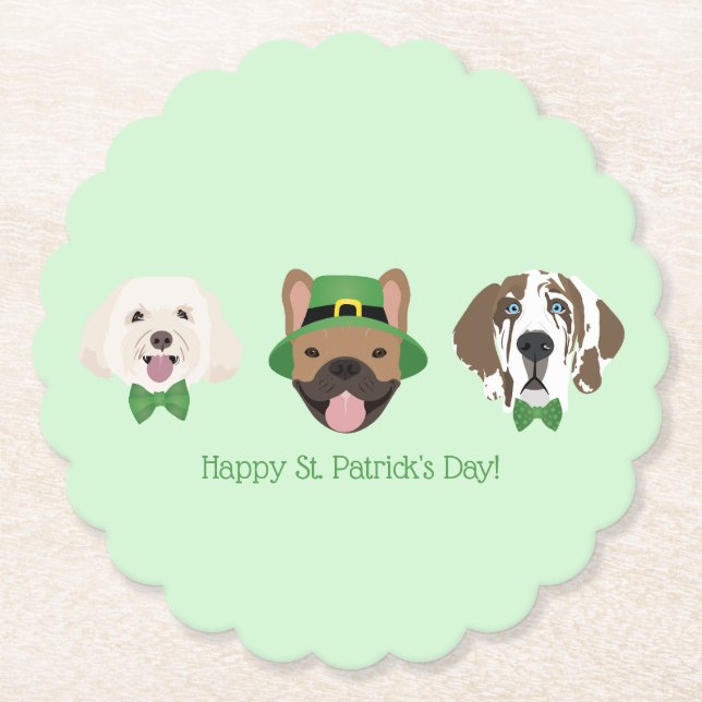 Happy St Patricks Day Dog Faces Untersetzer (Vorderseite)
