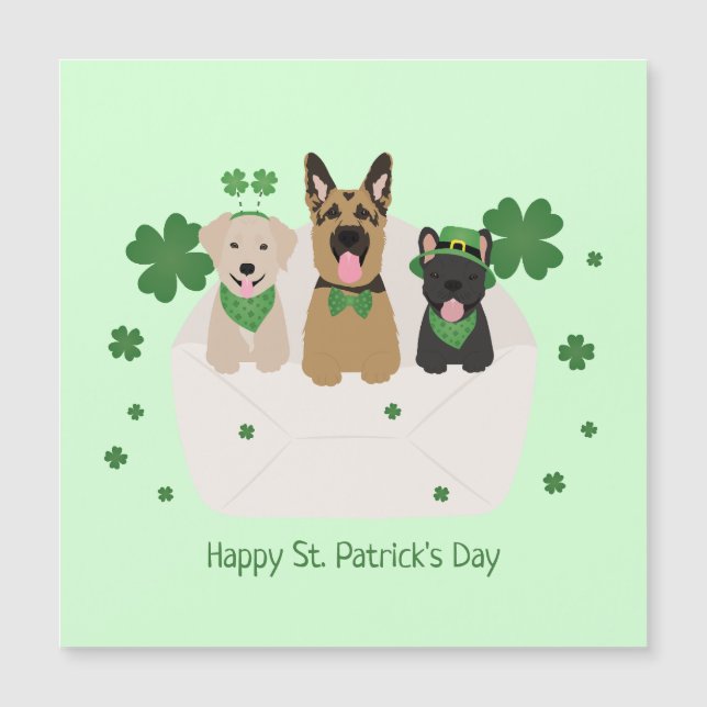 Happy St Patricks Day Dog Mail Magnetkarte (Vorderseite)