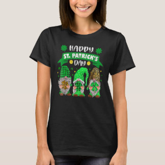 Happy St Patricks Day Drei Gnome Kleeblatt Leopard T-Shirt