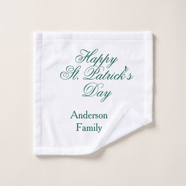 Happy St. Patrick's day family name green sminimal Waschlappen (Waschlappen)