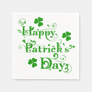 Happy St. Patrick's Day Floral Text Design 2b Serviette