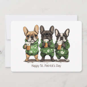 Happy St. Patrick's Day French Bulldogs Feiertagskarte