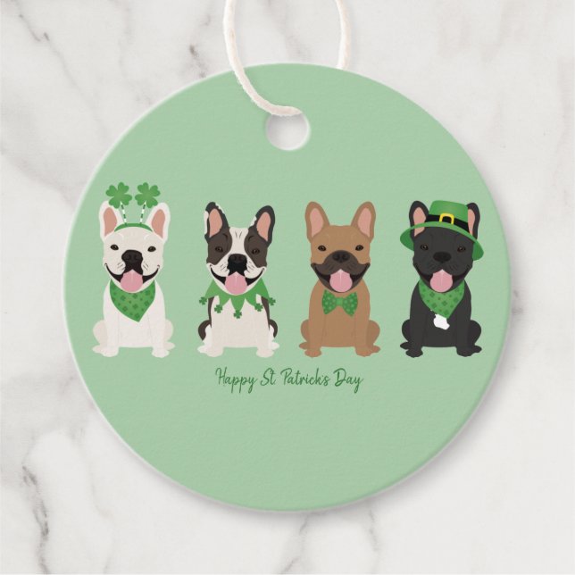 Happy St Patricks Day French Bulldogs Geschenkanhänger (Vorderseite)