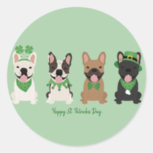 Happy St Patricks Day French Bulldogs Runder Aufkleber