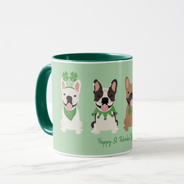 Happy St Patricks Day French Bulldogs Tasse (Vorderseite Links)