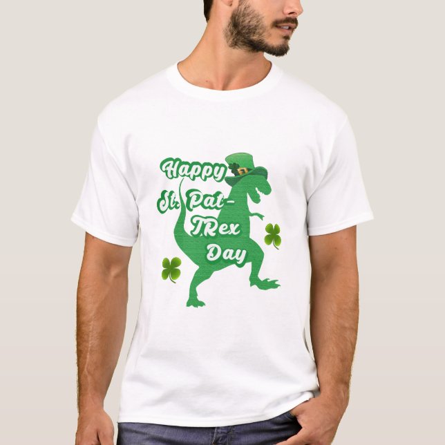 Happy St. Patricks Day Funny T-rex Dinosaur T-Shirt (Vorderseite)
