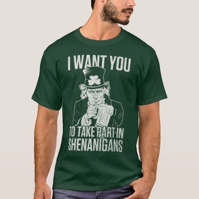 Happy St. Patrick's Day Funny USA Uncle Sam Party T-Shirt (Vorderseite)