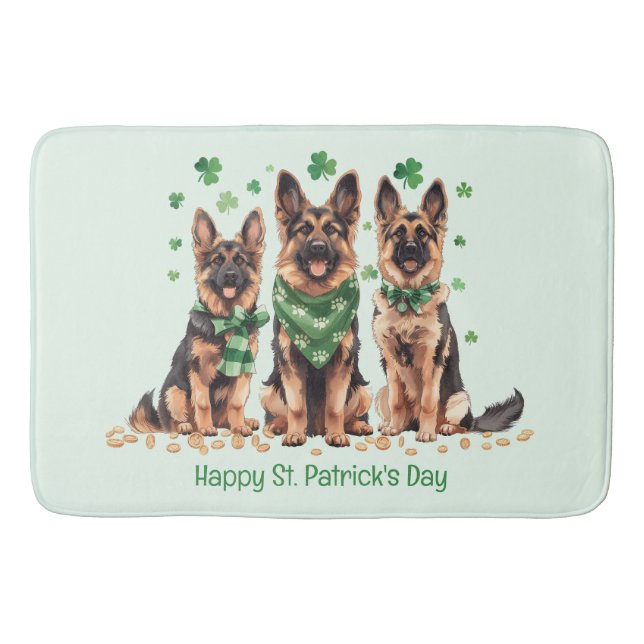 Happy St. Patrick's Day German Shepherd Hogs Badematte (Vorderseite)