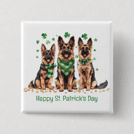 Happy St. Patrick's Day German Shepherd Hogs Button
