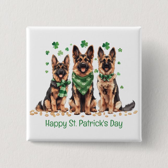 Happy St. Patrick's Day German Shepherd Hogs Button (Vorderseite)