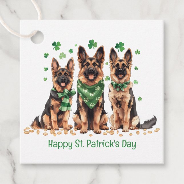 Happy St. Patrick's Day German Shepherd Hogs Geschenkanhänger (Vorderseite)