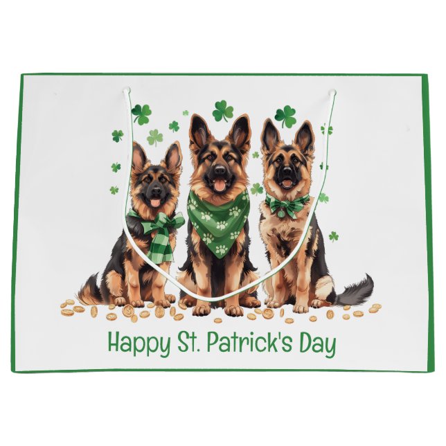 Happy St. Patrick's Day German Shepherd Hogs Große Geschenktüte (Vorderseite)