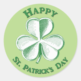 Happy St. Patrick's Day Gezeichnet Kleeblatt Runder Aufkleber