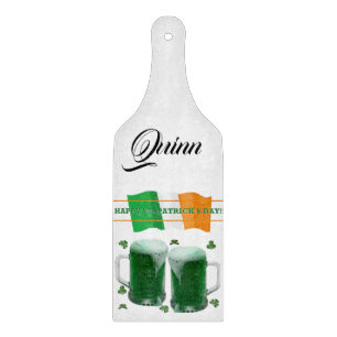 Happy St. Patrick's Day Glass Cutting Board Bier Schneidebrett