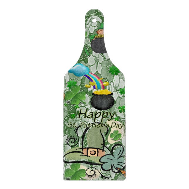 Happy St. Patrick's Day Glass Cutting Board Schneidebrett (Vorderseite)