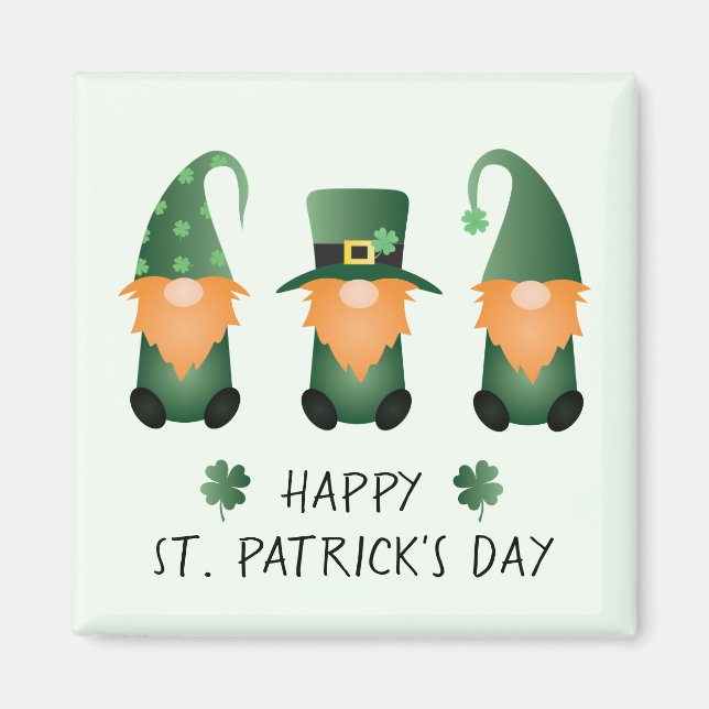 Happy St Patricks Day Gnomes Green Magnet (Vorne)