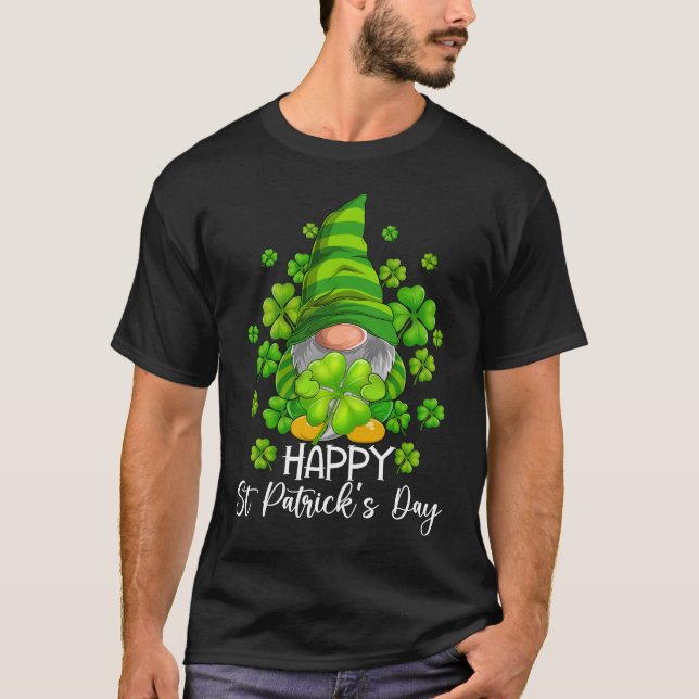 Happy St. Patrick's Day Gnomes Irish Kleeblatt T-Shirt (Vorderseite)