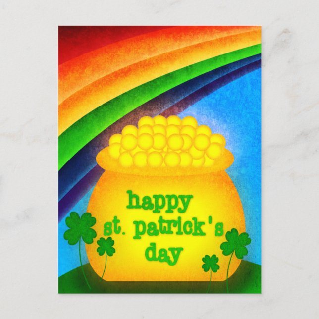 Happy St. Patrick's Day - Gold Postkarte (Vorderseite)