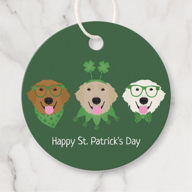 Happy St Patricks Day Golden Retriever Hunde Geschenkanhänger (Vorderseite)