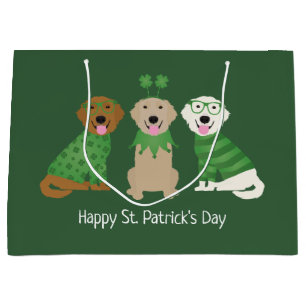 Happy St Patricks Day Golden Retriever Hunde Große Geschenktüte
