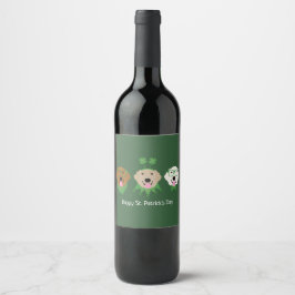 Happy St Patricks Day Golden Retriever Hunde Weinetikett
