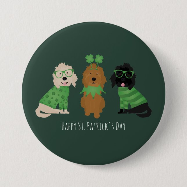 Happy St Patricks Day Goldendoodle Hunde Button (Vorderseite)
