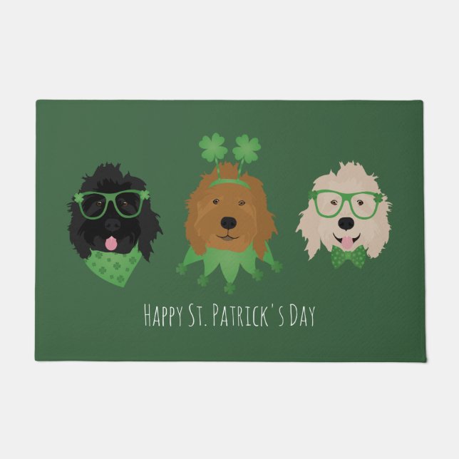 Happy St Patricks Day Goldendoodle Hunde Fußmatte (Vorderseite)