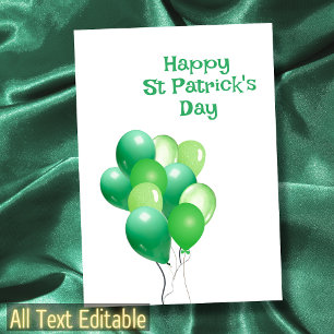 Happy St Patricks Day Green Balloon Typografie Karte