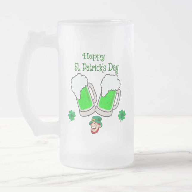 Happy St. Patrick's Day, Green Beer Mattglas Bierglas (Links)