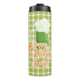 Happy St Patrick's Day - Green Beer on Kariert Thermosbecher