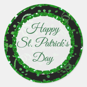Happy St Patrick's Day Green Black Stickers