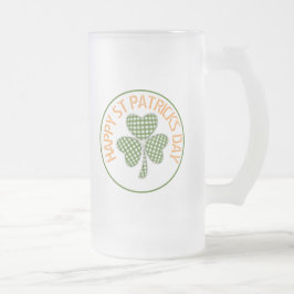 Happy St Patrick's Day Green Gingham Kleeblatt Mattglas Bierglas
