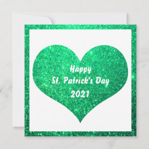 Happy St Patrick's Day Green Glitzer Herz Niedlich Karte