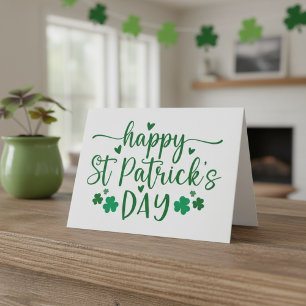Happy St. Patrick's Day Green Hearts Custom Feiertagskarte
