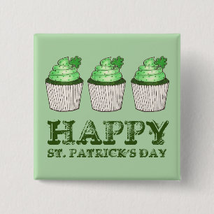 Happy St. Patrick's Day Green Kleeblatt Cupcake Button