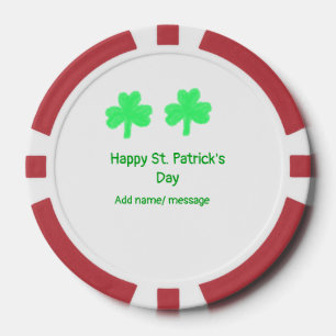 Happy St. Patrick's day green Kleeblatt leaf add Pokerchips